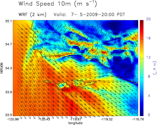 map of wind speeds in Santa Barbara