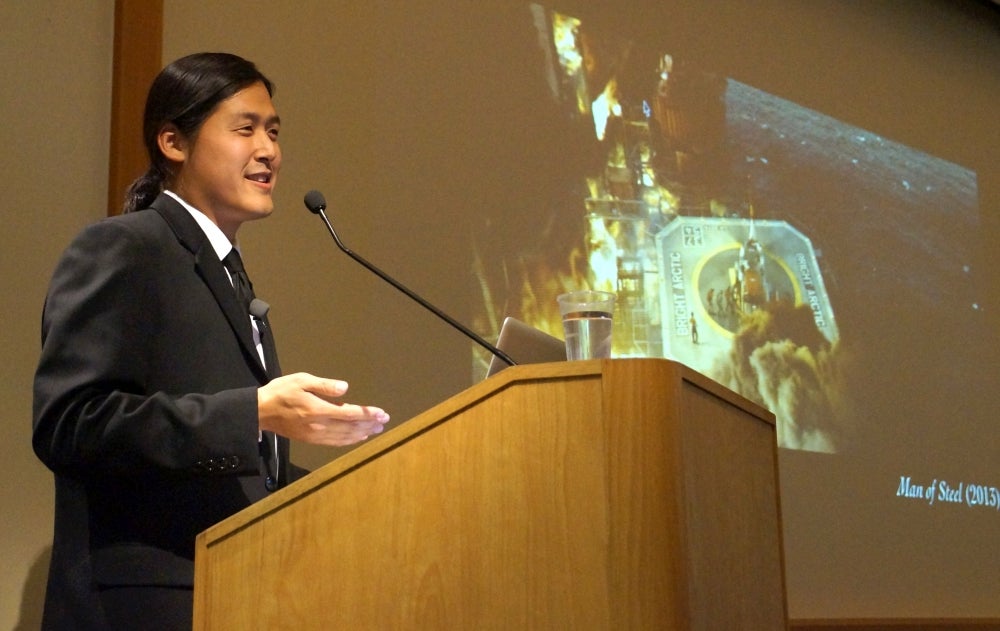 UCSB Theodore Kim at lectern