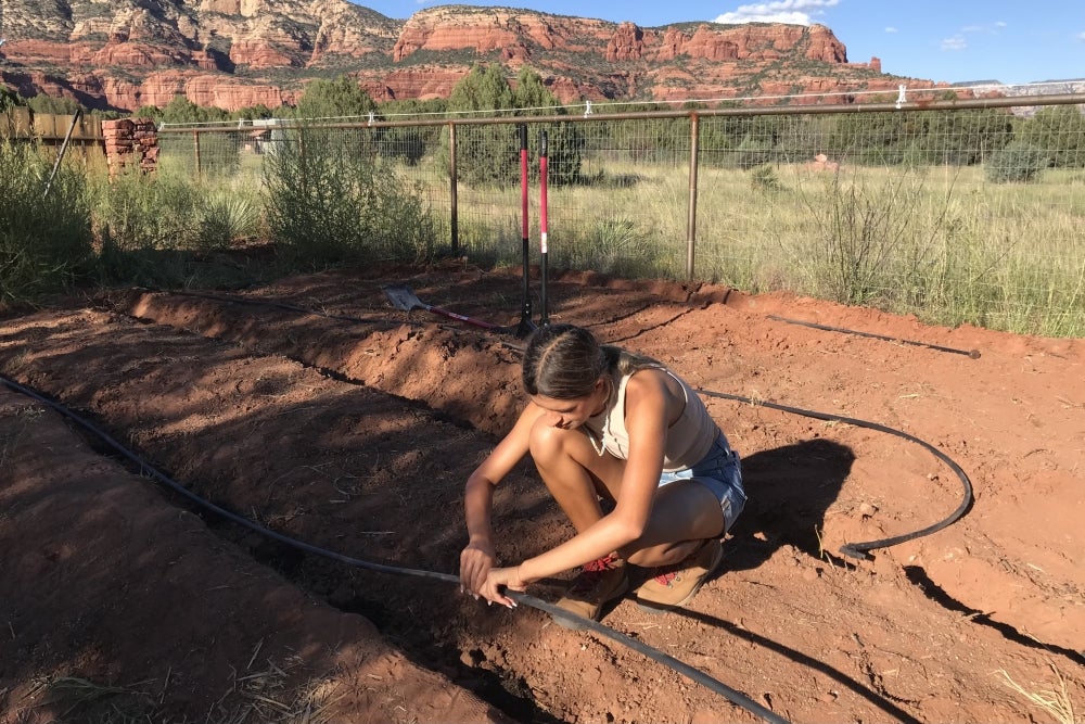 Visala Tallavarjula installs irrigation in Sedona, Arizona Visala Tallavarjula installs irrigation in Sedona, Arizona