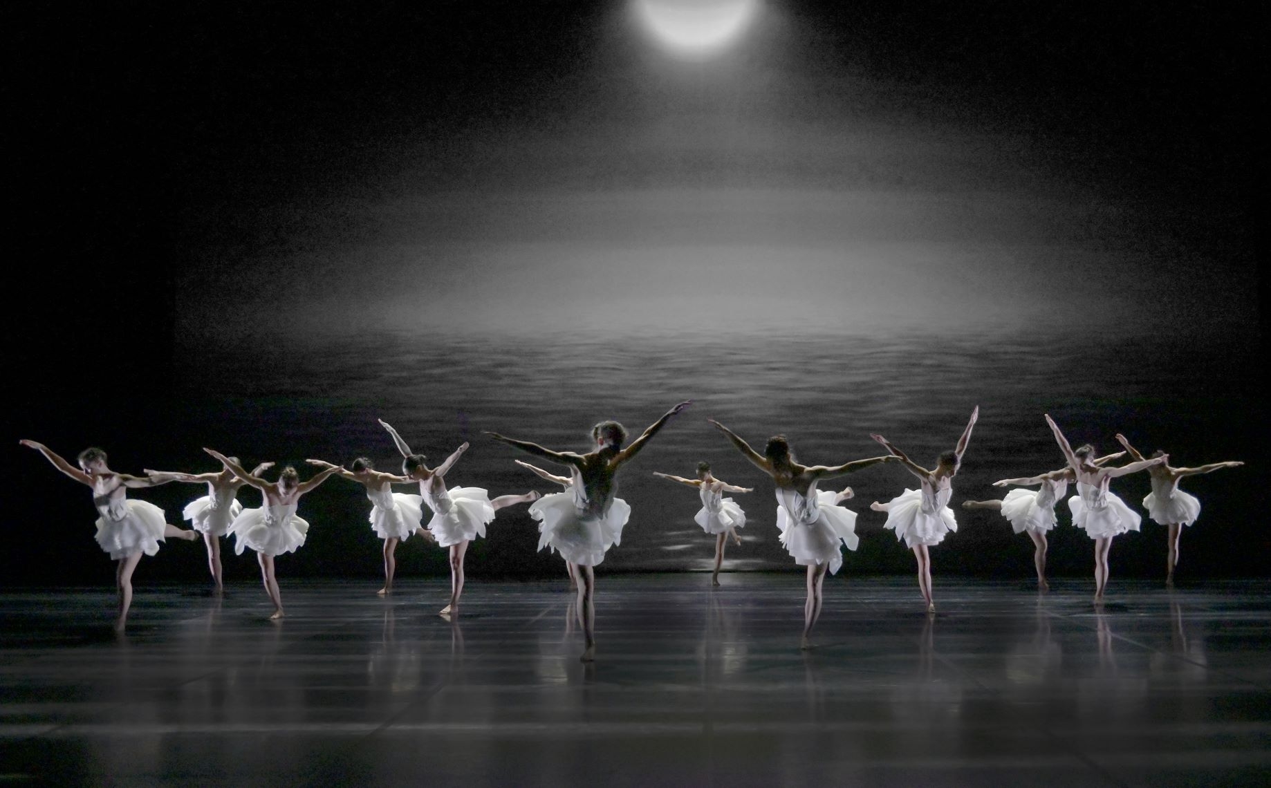 Ballet Preljocaj performs "Swan Lake" onstage.