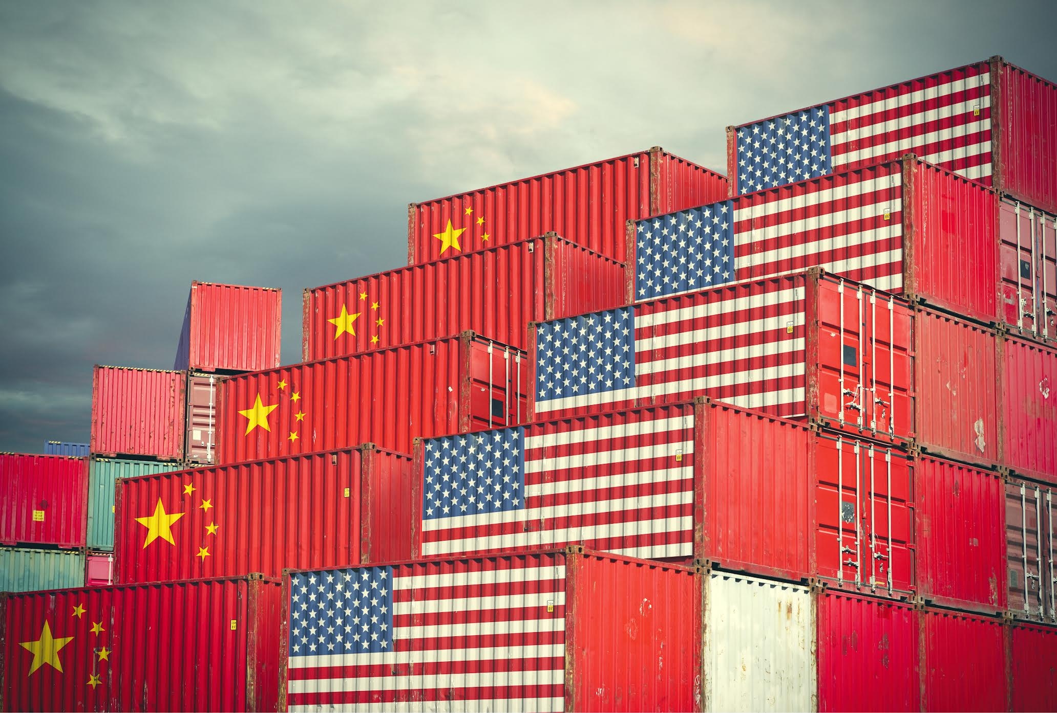 Chinese and U.S. shipping containers 