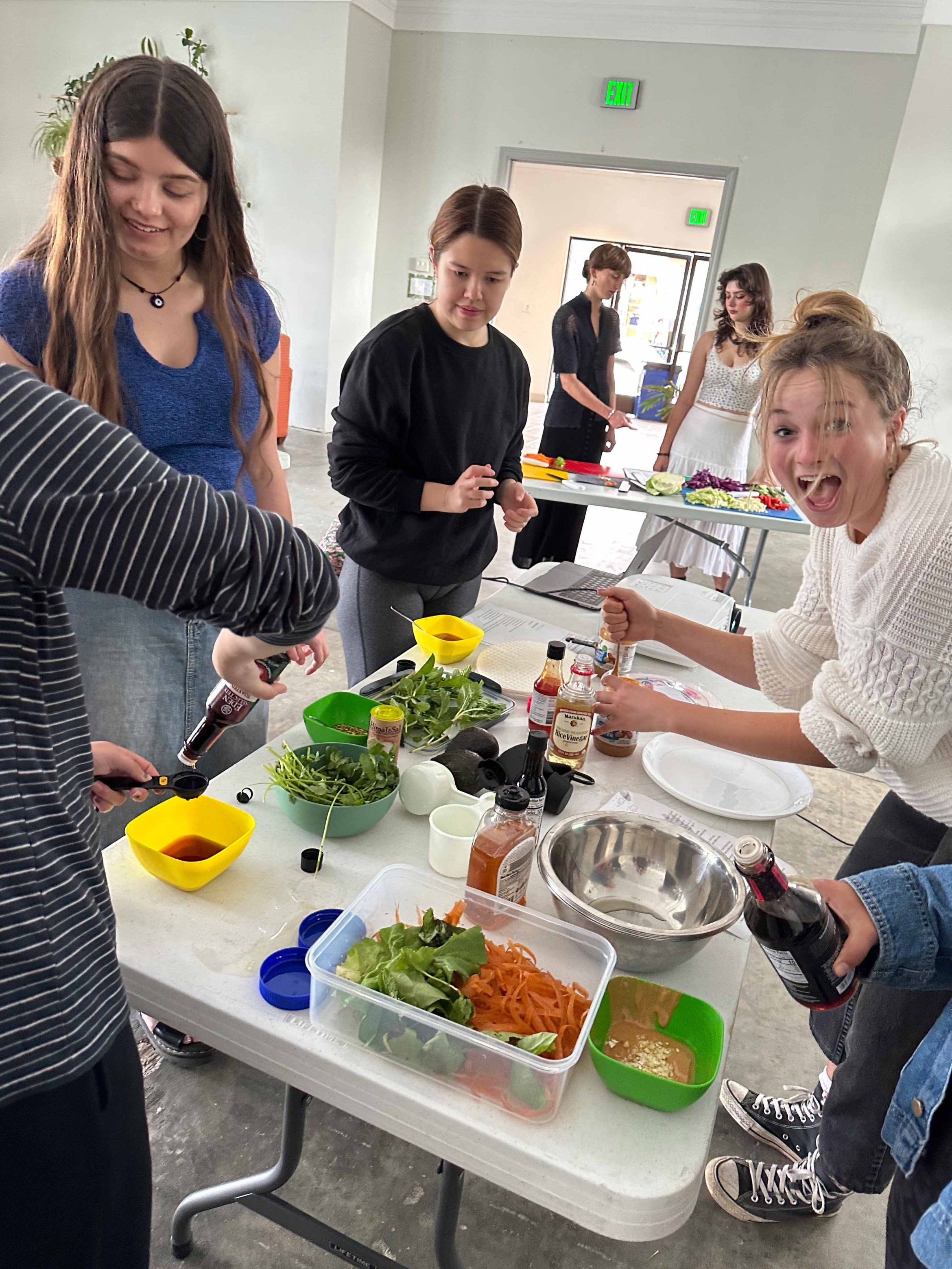 Students make food in class