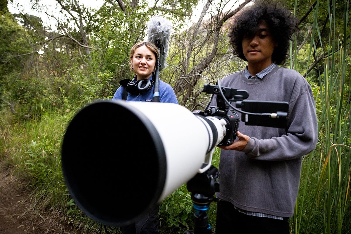Student filmmakers Rachel Burnett and Logan Asperin