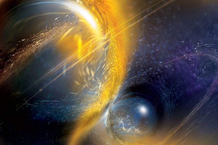 An artist's impression of a binary neutron star merger