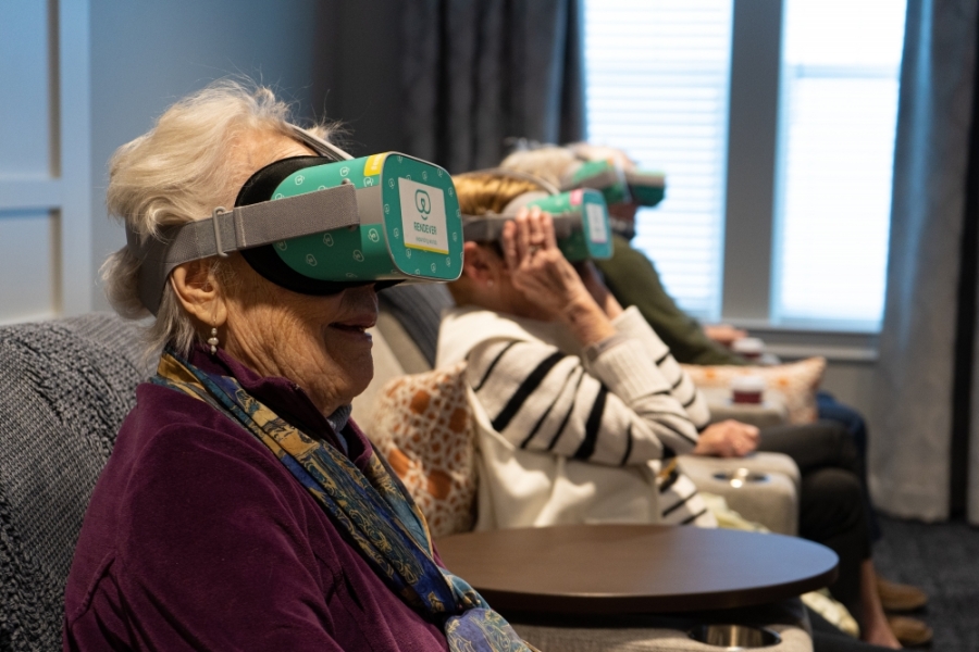 Residents at a senior living community engage with the VR