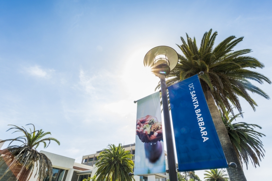 UC Santa Barbara banner against blue sky